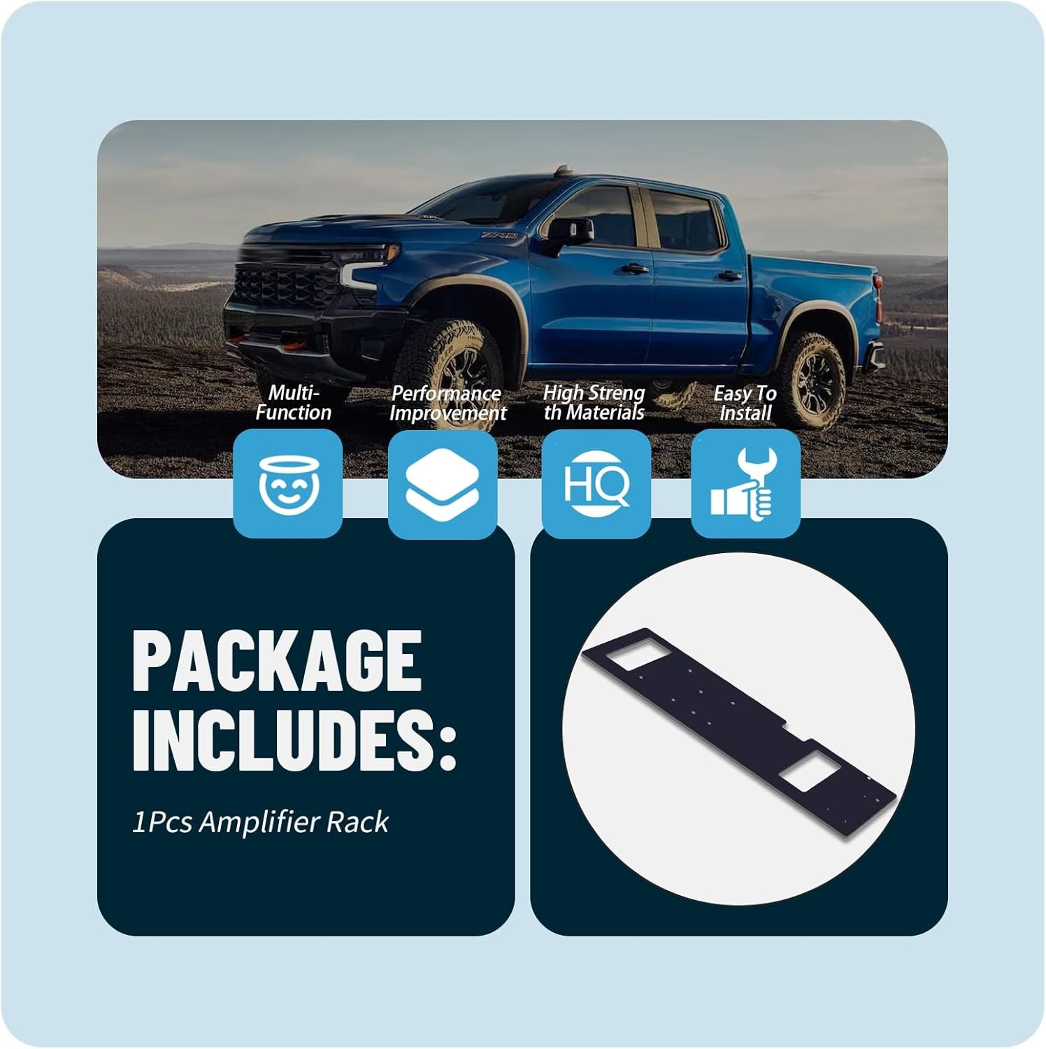 Amplifier Rack/Plate/Board For 2019-2024 GM Truck Silverado Sierra (1/2 PVC)