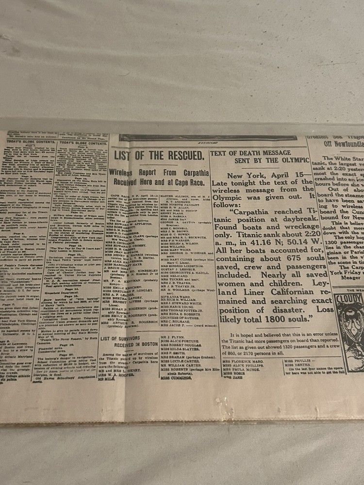 titanic newspaper