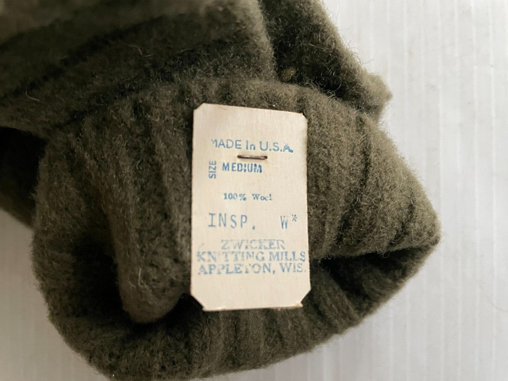 UNISSUED WWII US NAVY WINTER WOOL TRIGGER FINGER N-2 DECK MITTEN INSERTS MEDIUM