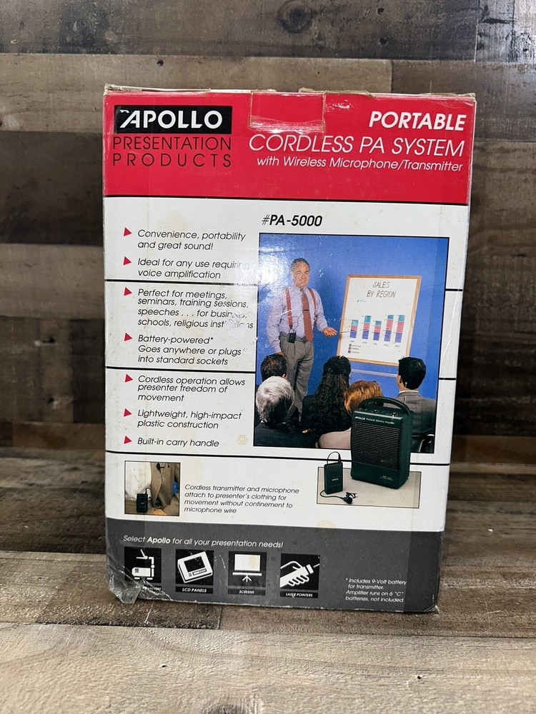 Apollo Portable Cordless Wireless PA 5000 System Wireless Mic Speaker