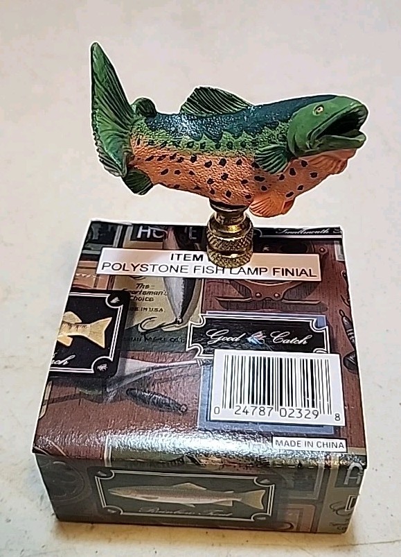 Polystone Fish Lamp Finial BASS TROUT