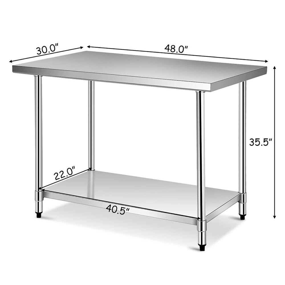 24 x 60 Inches Stainless Steel Work Table Kitchen Prep & Work Table Silver