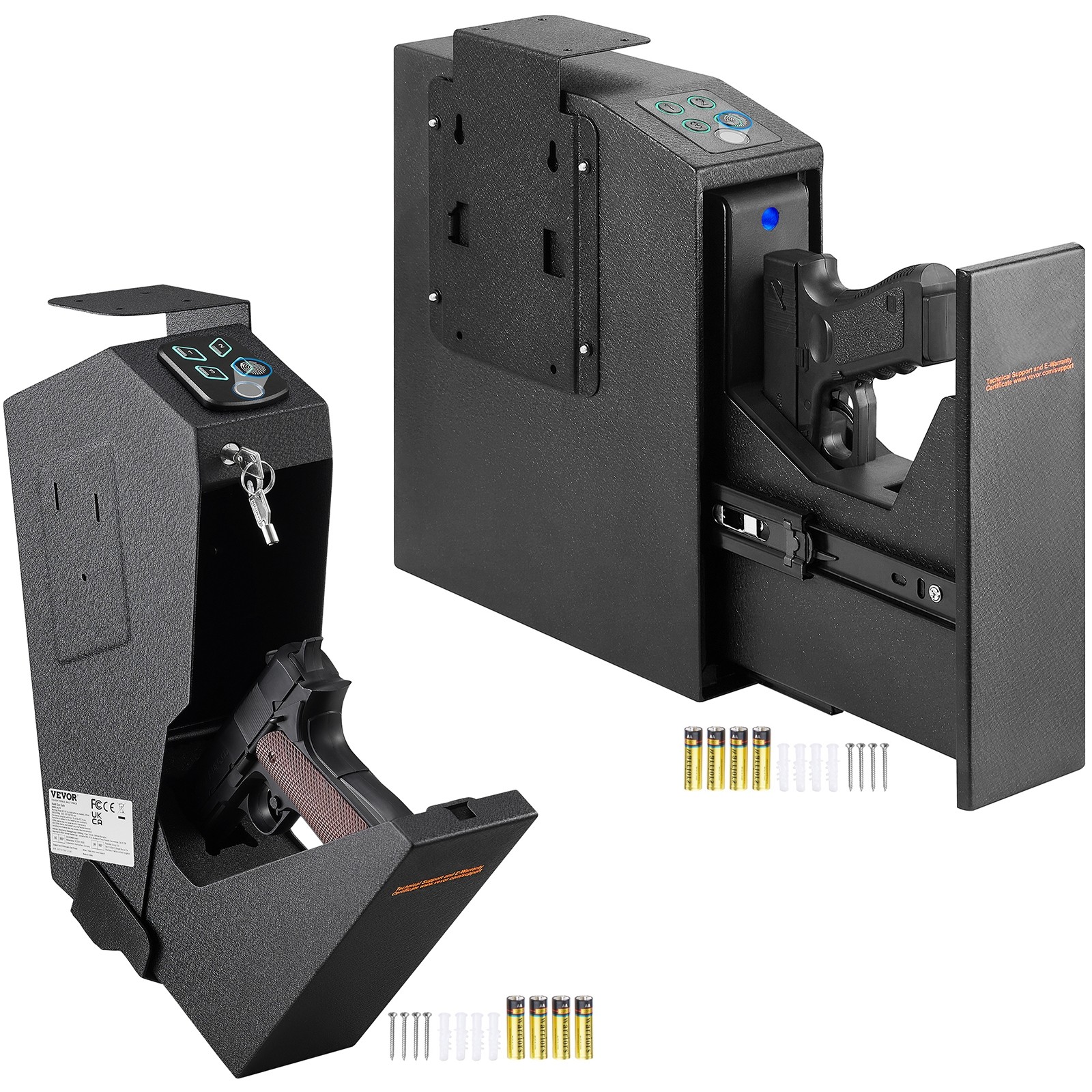 Uimoso Mounted Gun Safe for Pistols Biometric Gun Safe 3 Access Ways 1 Pistol