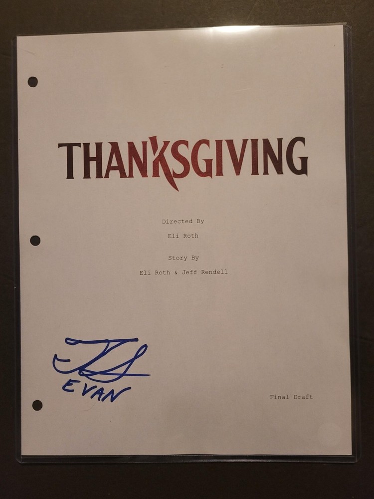 THANKSGIVING SIGNED SCRIPT COVER ! TOMASO SANELLI AS EVAN!! CERTIFIED!!