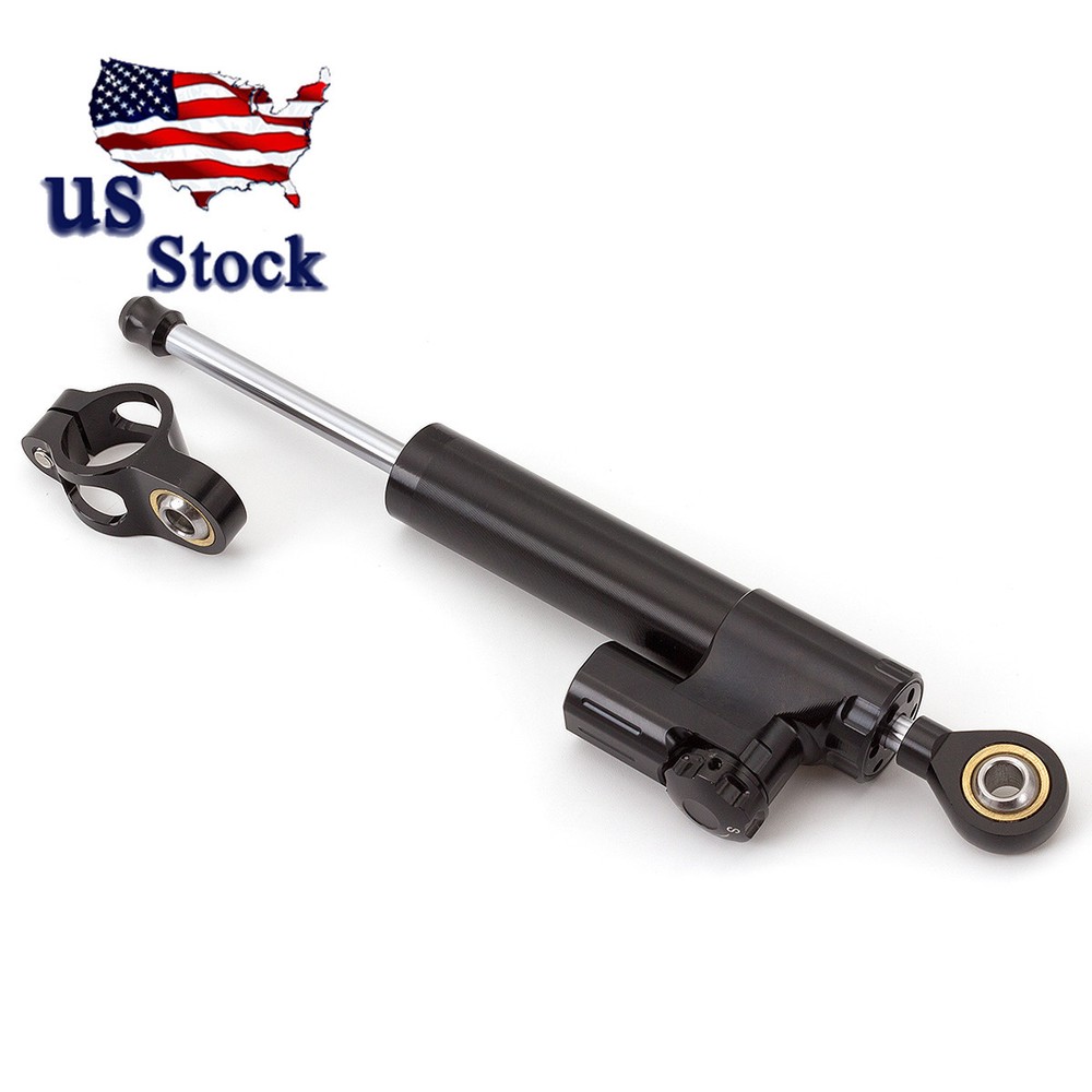 US Black Motorcycle Universal CNC Adjustable Steering Damper Stabilizer Part