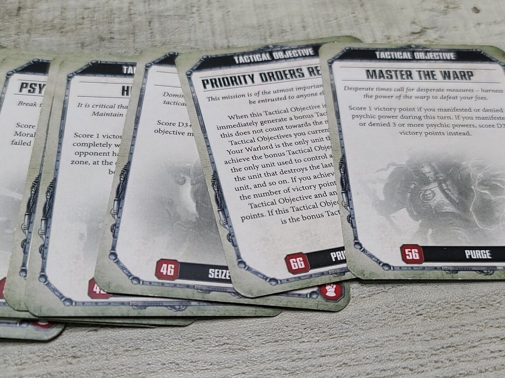 36 Warhammer Tactical Objectives Cards