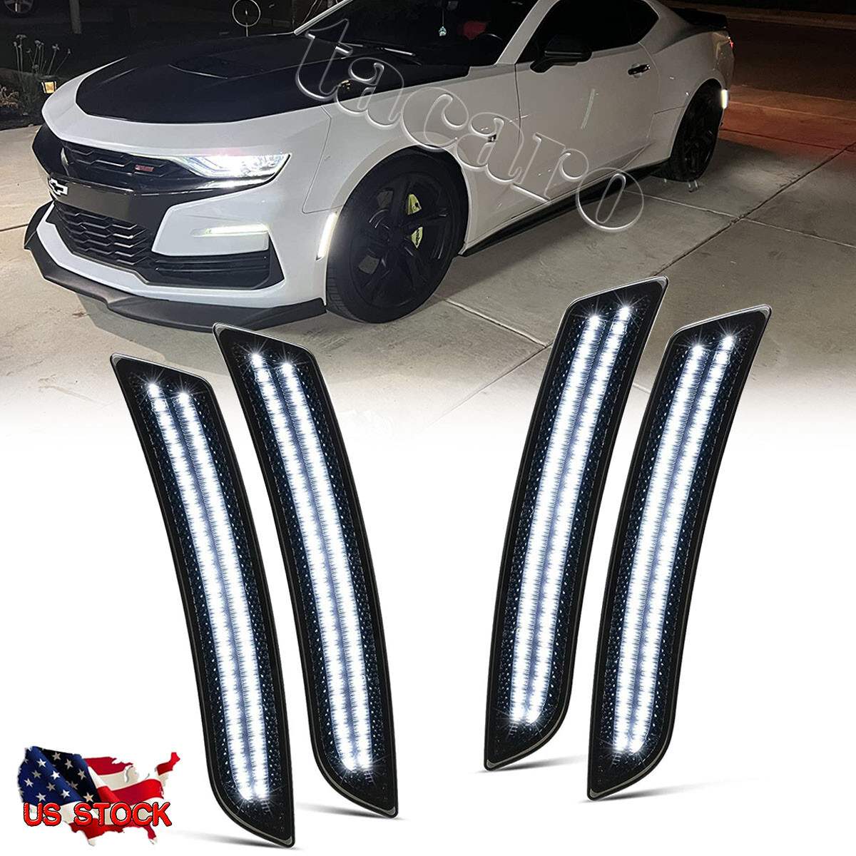 4X LED Side Marker Lights Front Rear Set for Chevy Camaro LS LT SS ZL1 2016-2022