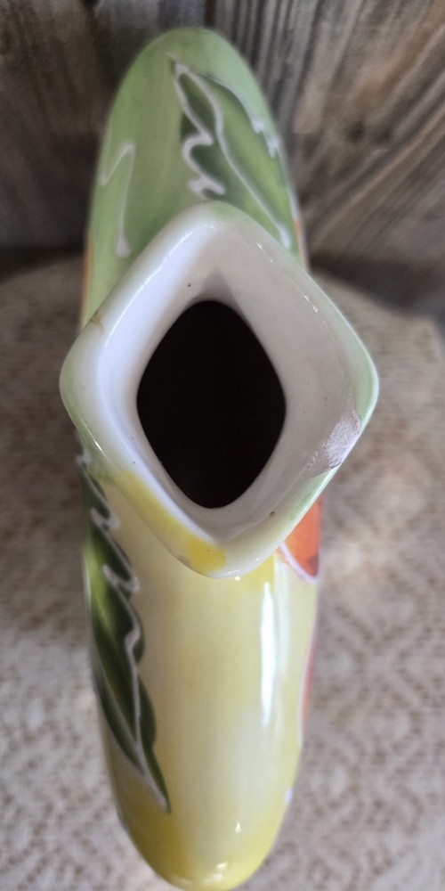 ceramic Thin vase featuring a hand-painted floral design