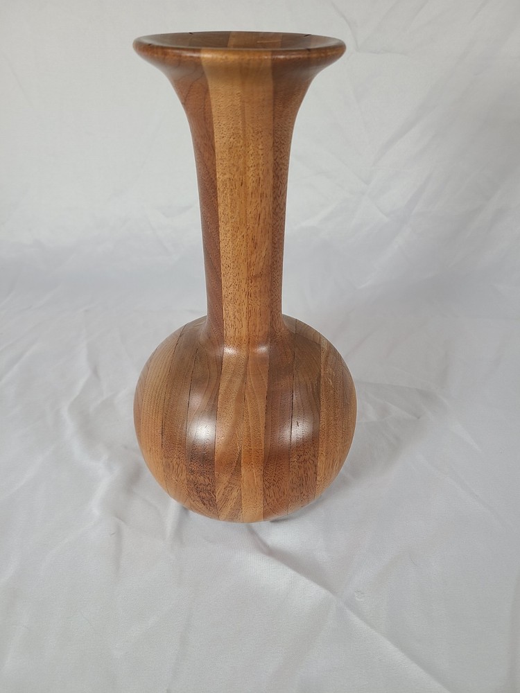 Unique 12 inch Solid Wood Vase with protective soft cloth bottom