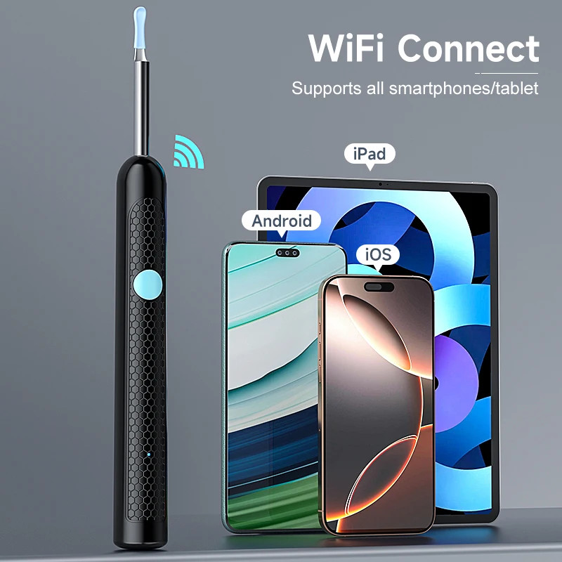 WIreless Ear Wax Removal Tool Camera WiFi Visual Ear Pick Rechargeable Endoscope