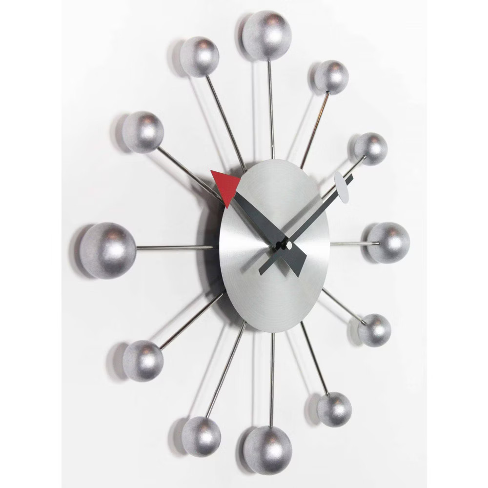 15" Orb Spoke Retro Wall Clock Silver - Infinity Instruments: Modern Design,