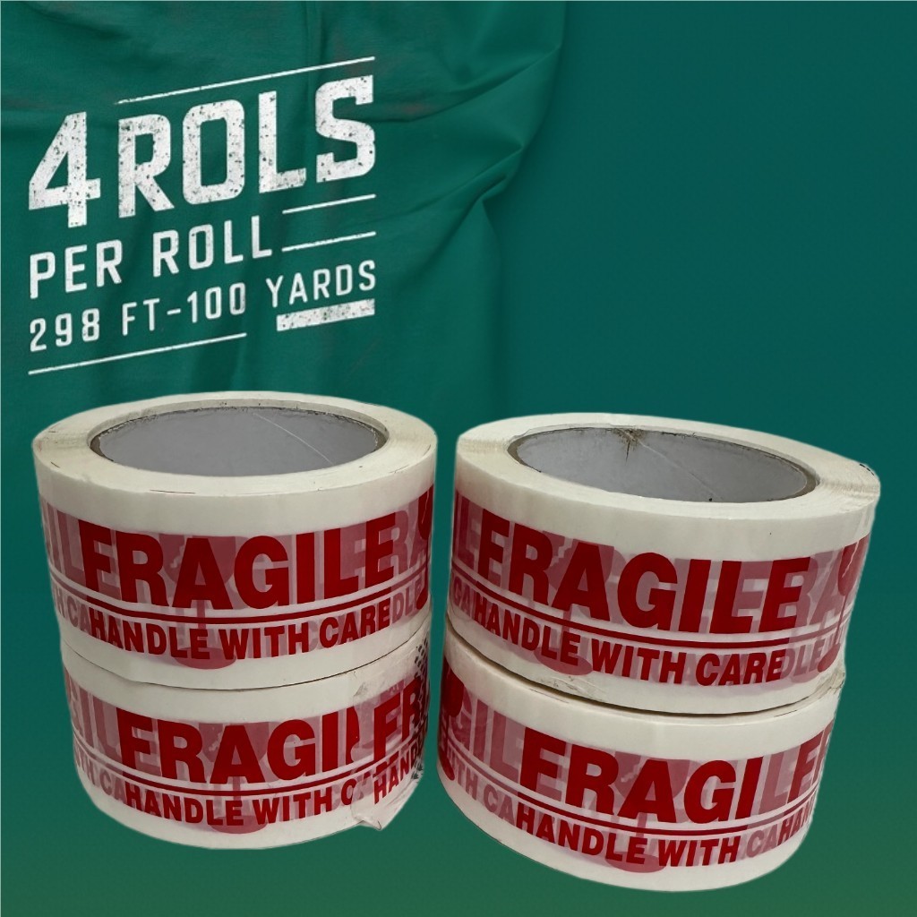 4X Rolls 2"x100 Yards Fragile Handle Care Packing Shipping Box Sealing Tape US