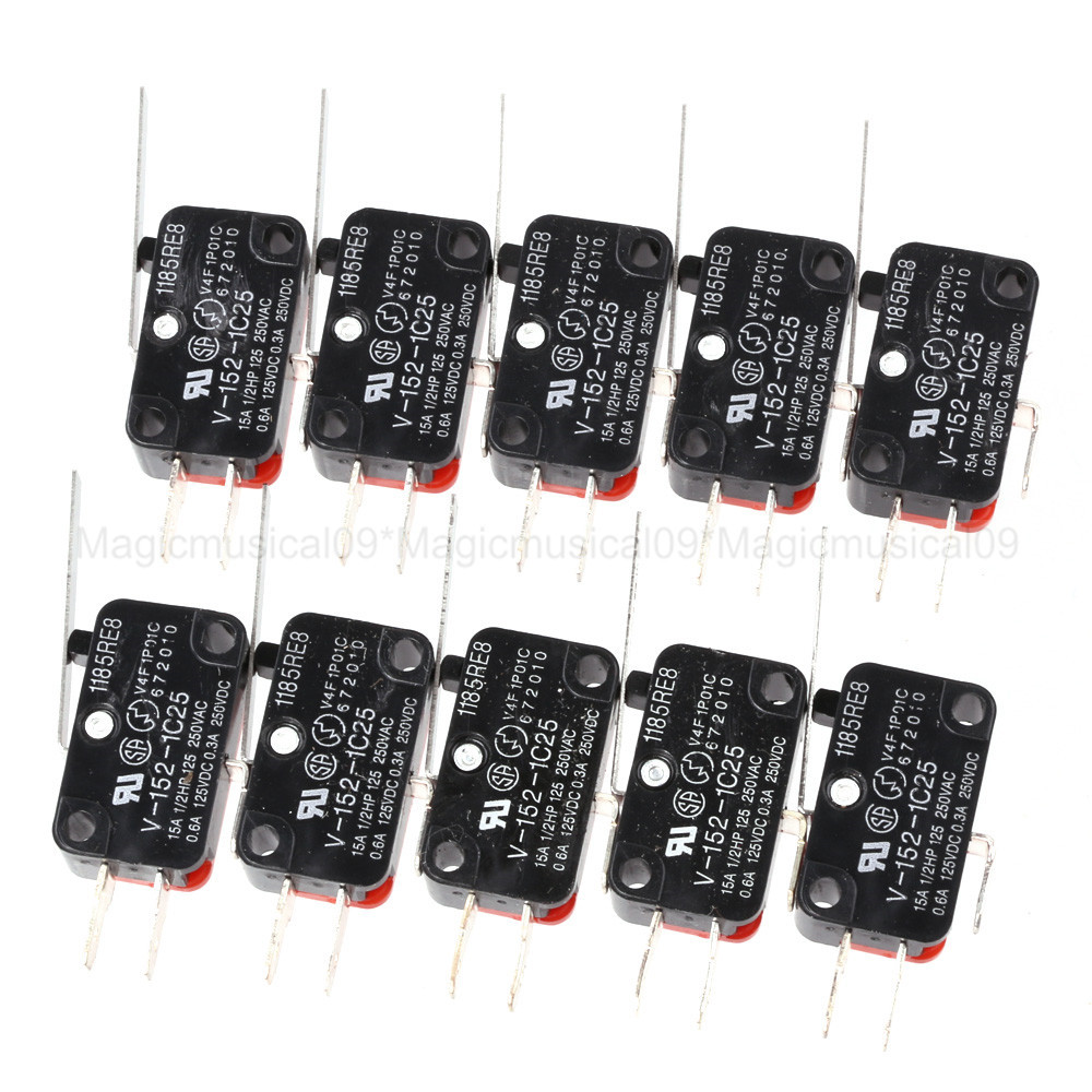 10pcs V-152-1C25 Long Hinge Roller Lever AC DC Micro Switch