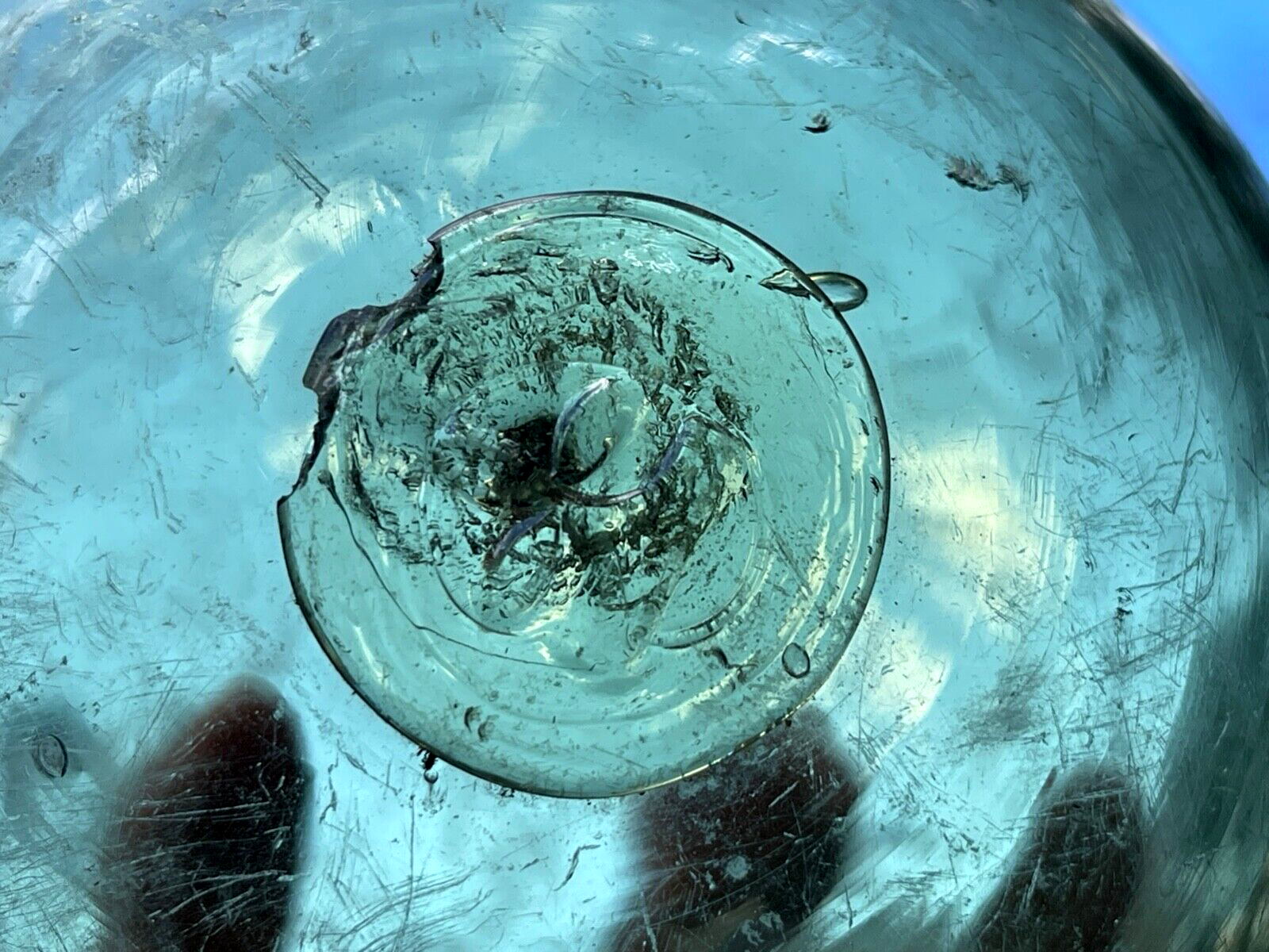 ANTIQUE EUROPEAN GERMAN HEYE CLOVER LEAF GLASS FISHING FLOAT MADE IN GERMANY