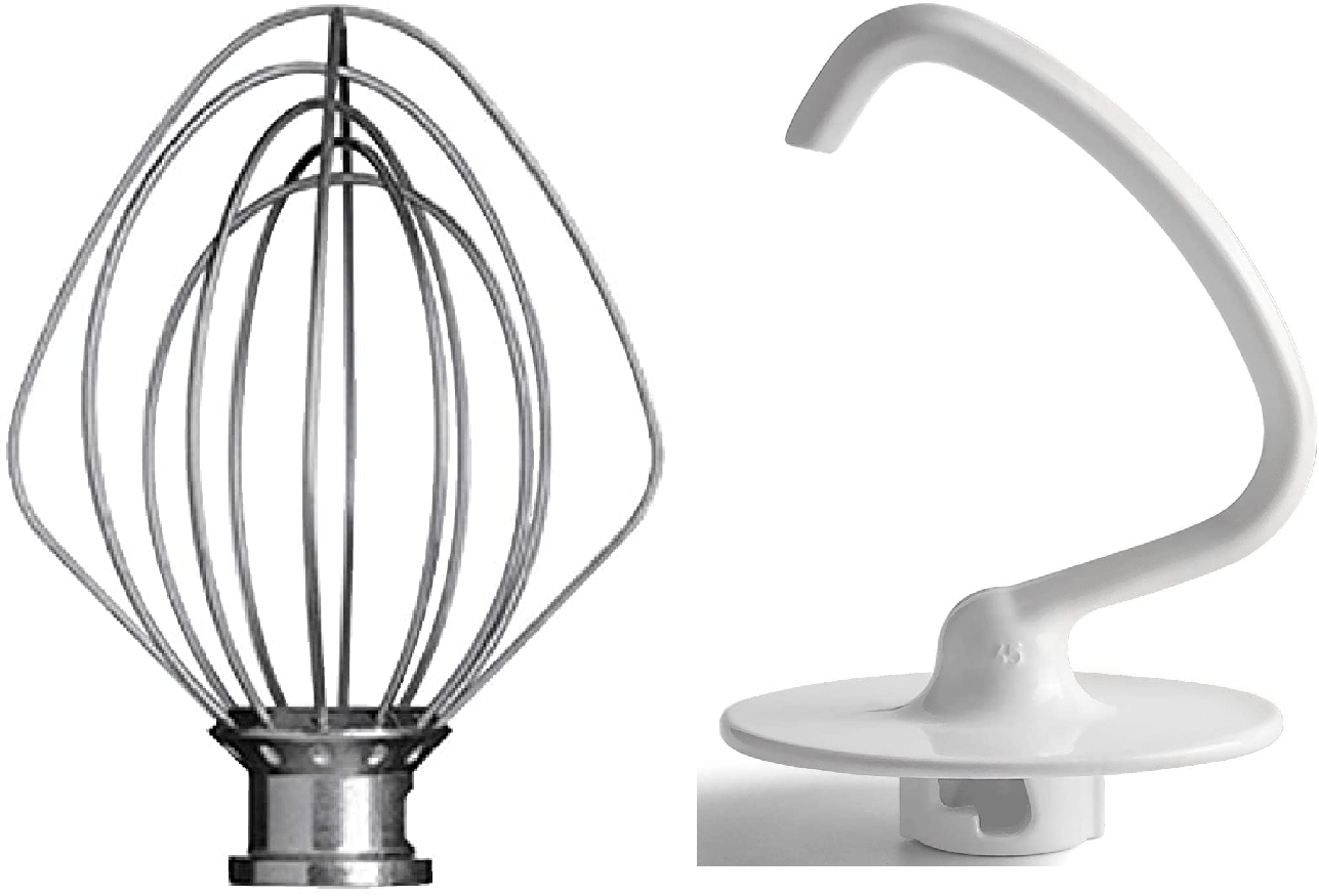 K45DH + K45WW Dough Hook & Mixer Wire Whip for KitchenAid, SAW10674618 + 9704329