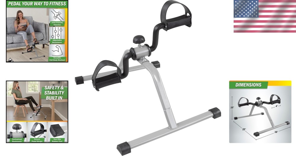 Mini Under Desk Exercise Bike Pedal Exerciser: Adjustable, Foldable & Compact