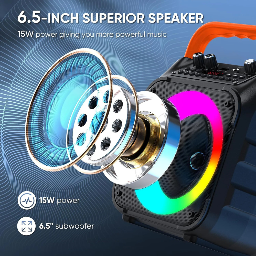 Bluetooth Speaker/Portable Karaoke Machine with 2 Wireless Microphones