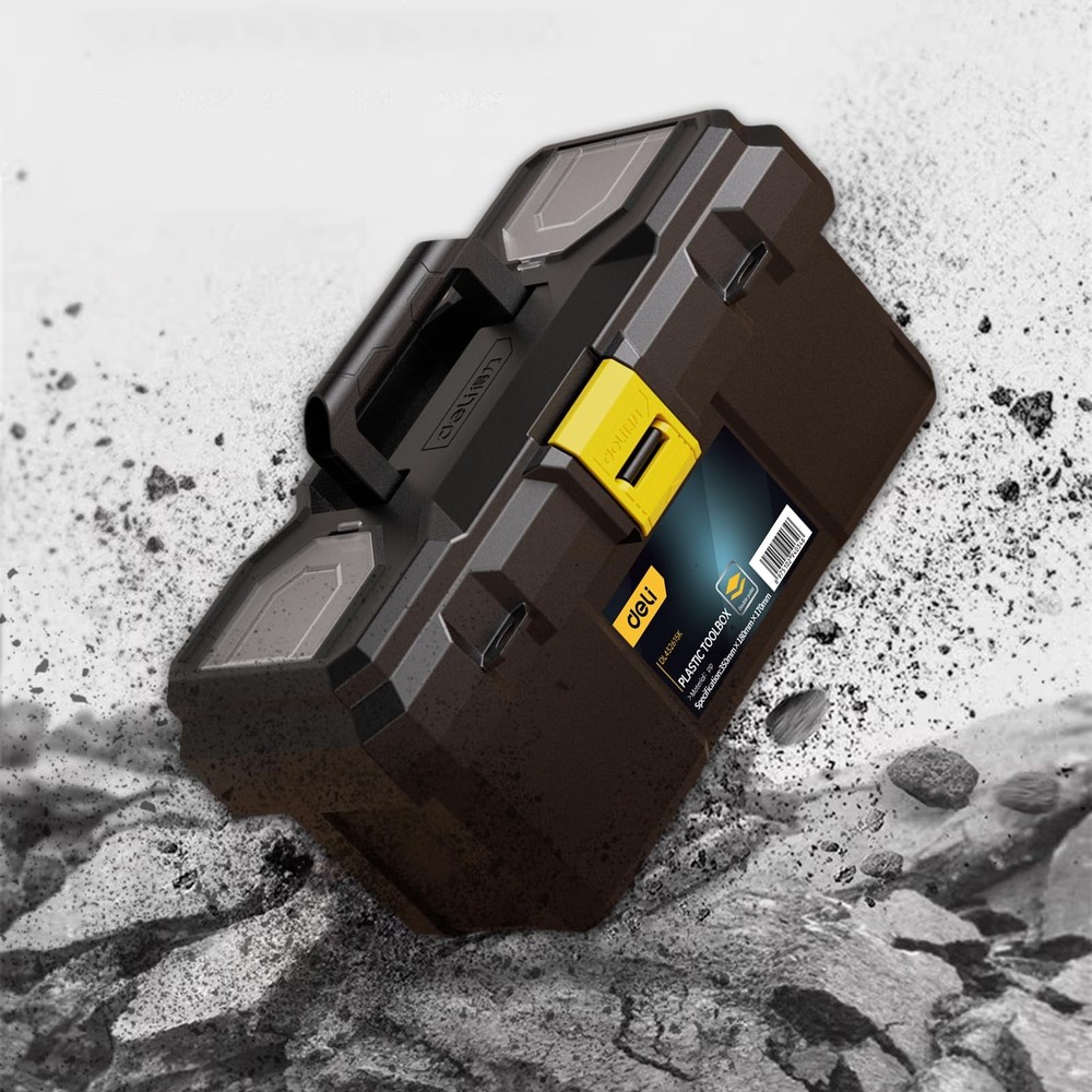 Small Tool , 15in Plastic Toolbox with Handle,Portable Tool with Removable Tr...