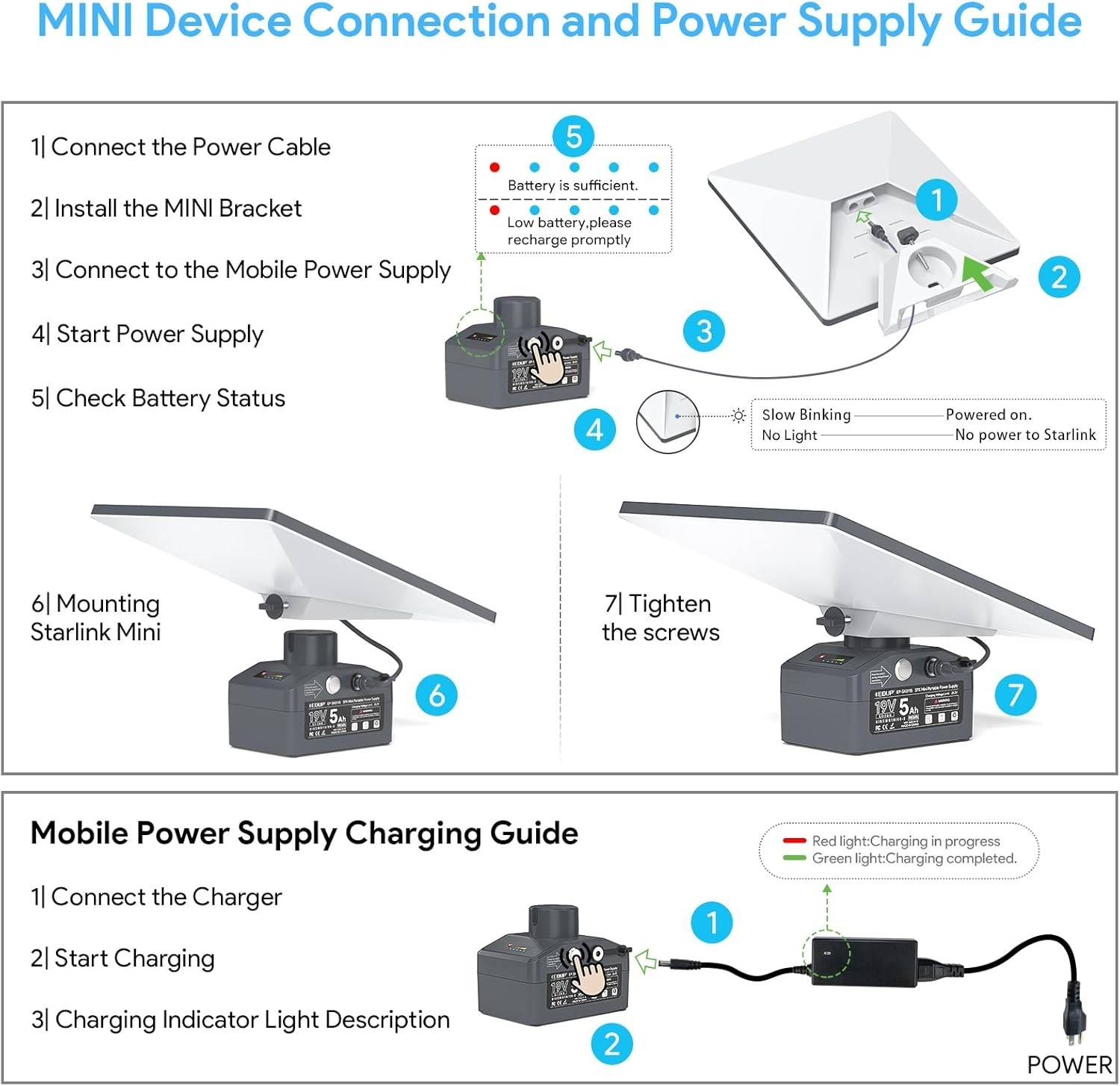 Starlink Mini Battery Pack with Mount & Power Adapter, 2025 Upgraded Rechargeabl