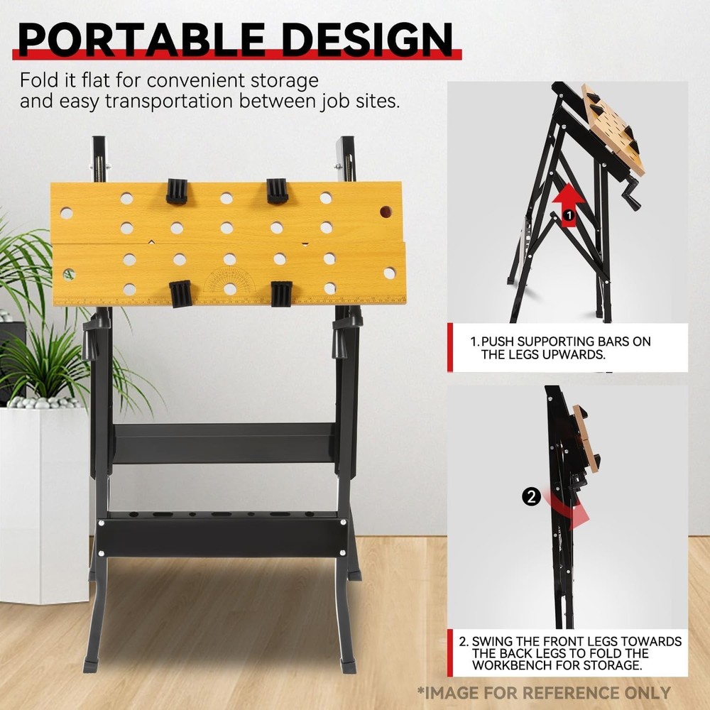 Adjustable Folding Workbench 8-12" Portable Work Table with Protractor