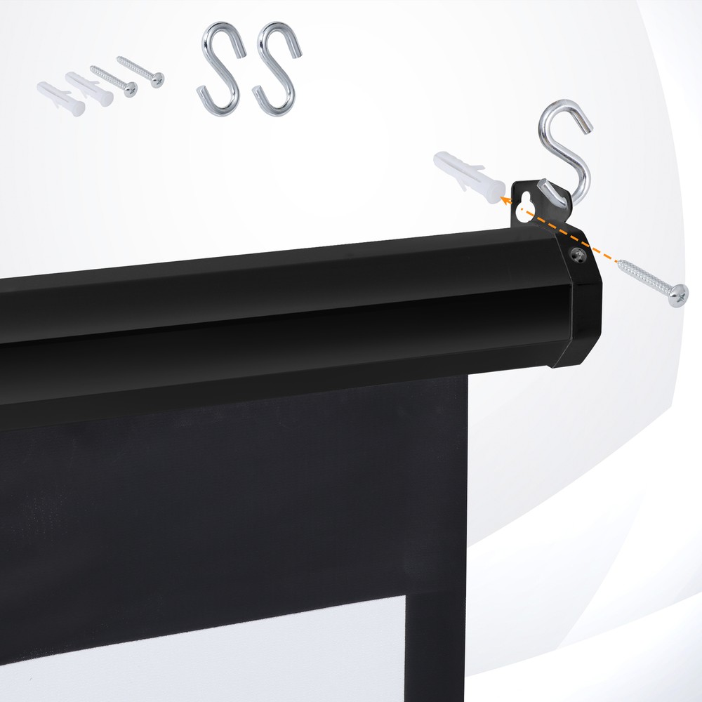 100" Manual Projection Screen Pull Down 16:10 HD Projector 4K Widescreen Black