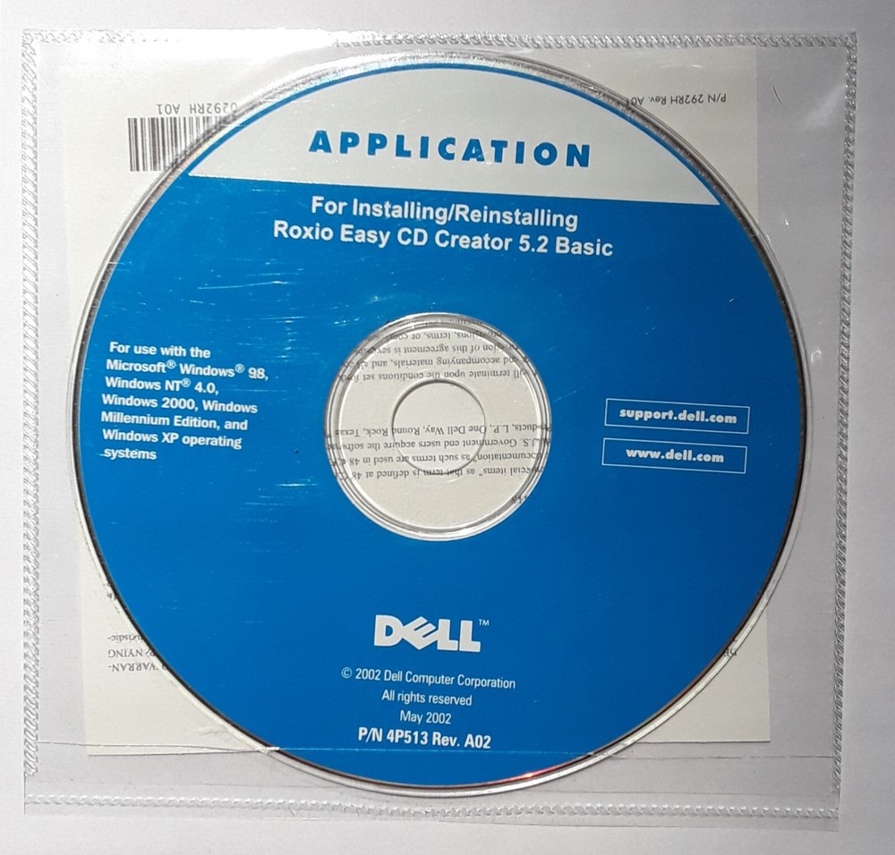 NEW SEALED Dell Roxio Easy CD Creator 5.2 Basic ~ Install/Reinstall ~ P/N 4P513