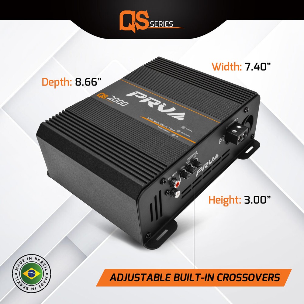 PRV Audio QS2000 2 Ohms Full Range Digital Car Amplifier 2000 Watts Compact 2k