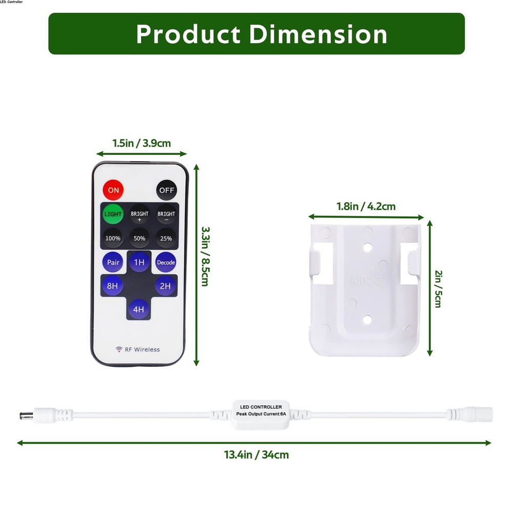 Updated Mini Remote Control for Single Color LED Strip Lights, RF Dimmer switch