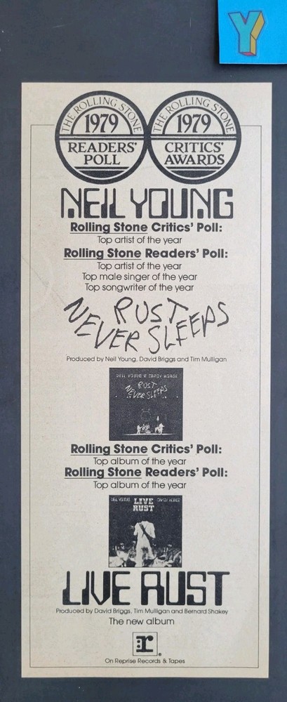 Neil Young Rust Never Sleeps Album Promo Print Advertisement 1980