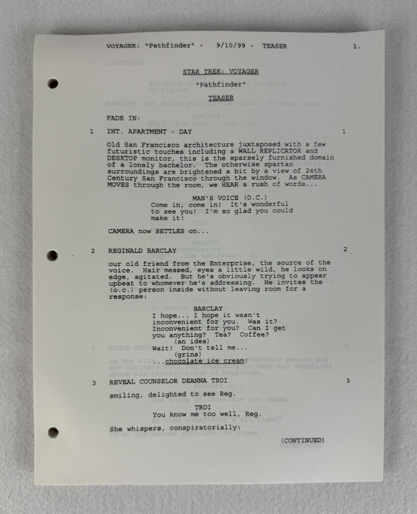 Star Trek Voyager “Pathfinder” Final Draft Original Studio Script 09/10/1999