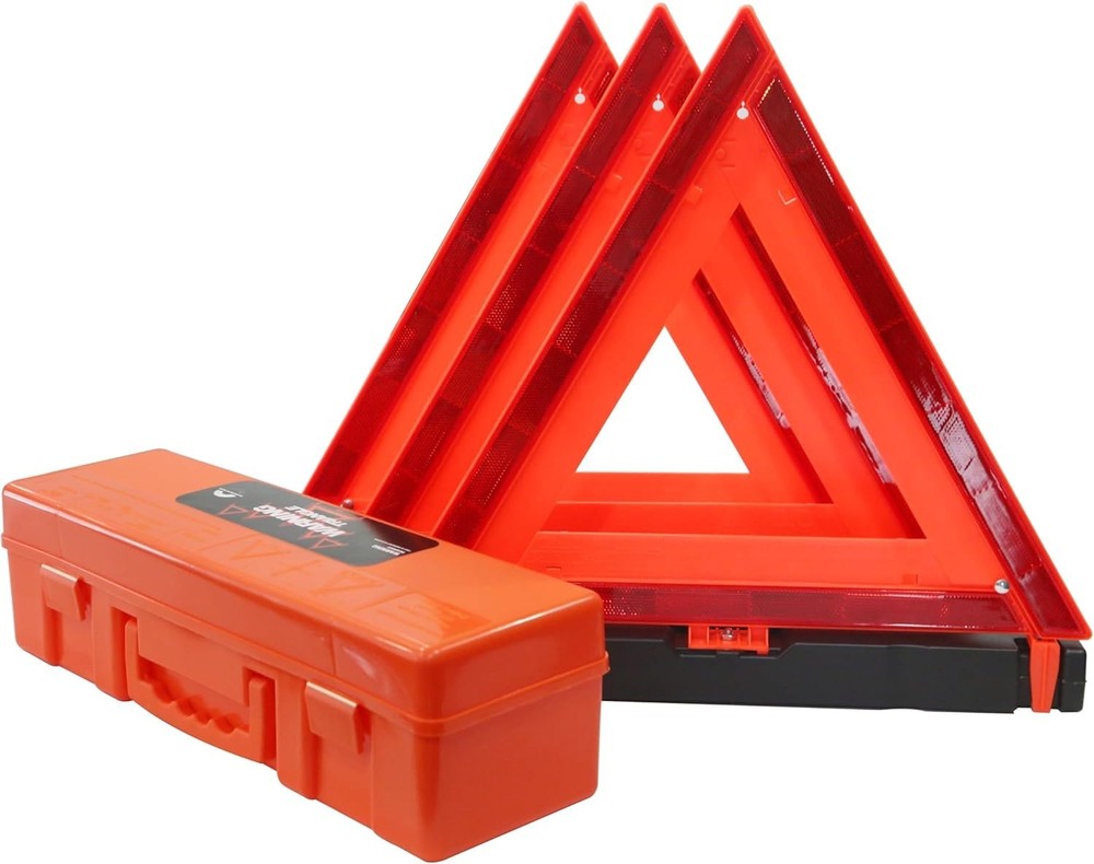 3 Pack Reflective Warning Triangles with Case