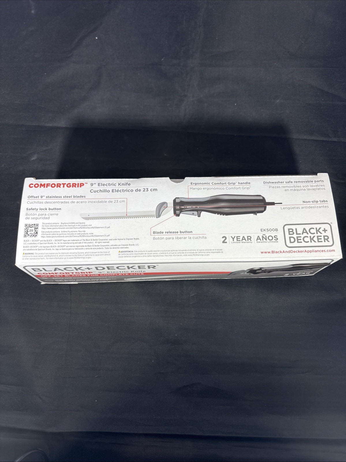 BLACK+DECKER Comfort Grip 9” Electric Knife Dishwasher Safe Removable Blades