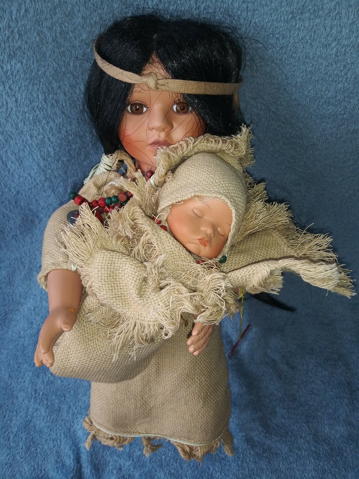 Vintage 1999 Accents And Ocassions Indian Woman With papoose Porcelain Doll