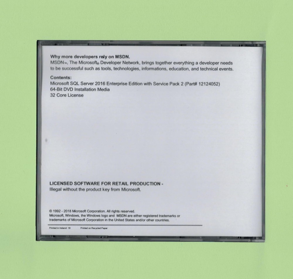 SQL Server 2016 Enterprise Unlimited CALs New Authentic Retail Microsoft License