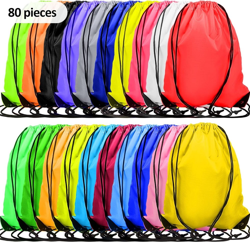 Shappy 80 Pack Drawstring Backpack Bulk Bags with 20 Colors...