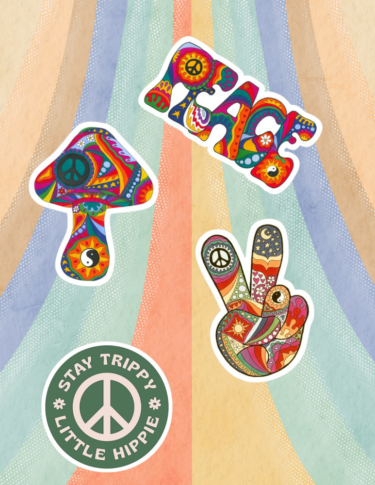 Hippie 70's 4pc Sticker Pack