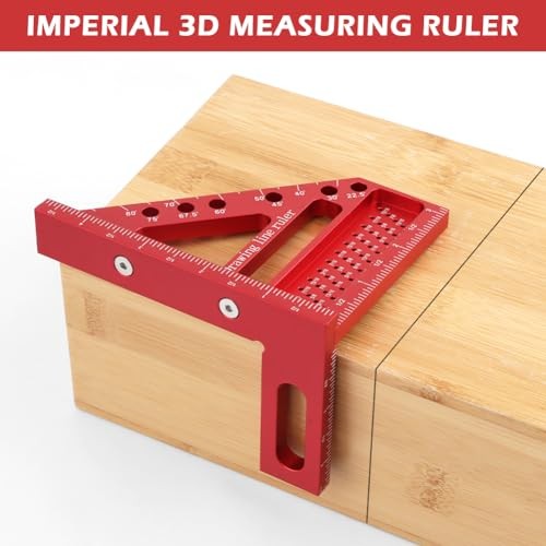3D Multi Angle Measuring Ruler, 3D Hole Position Layout Drawing 45 and 90 Red