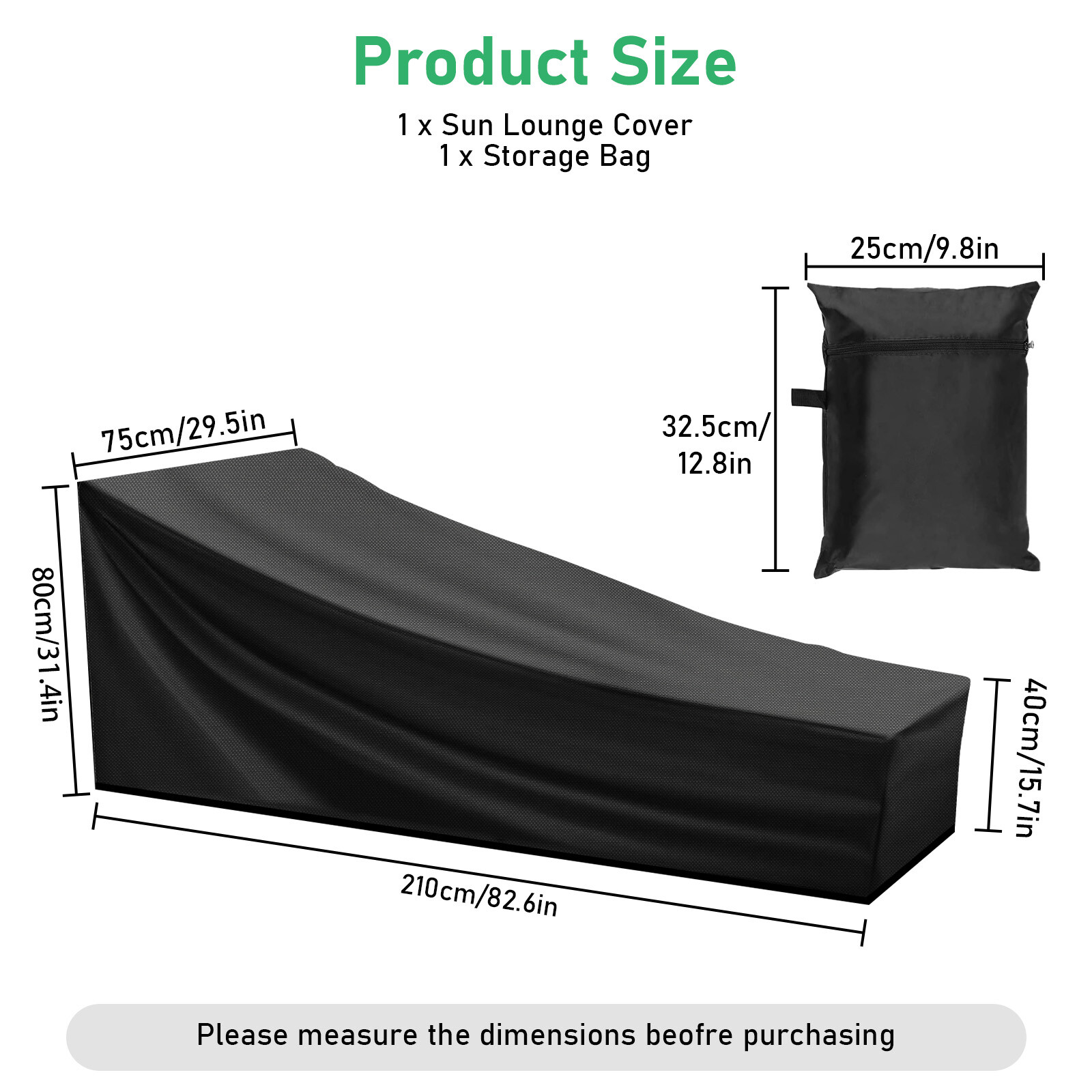 Waterproof Garden Patio Outdoor Furniture Chaise Lounge Chair Cover UV Resistant