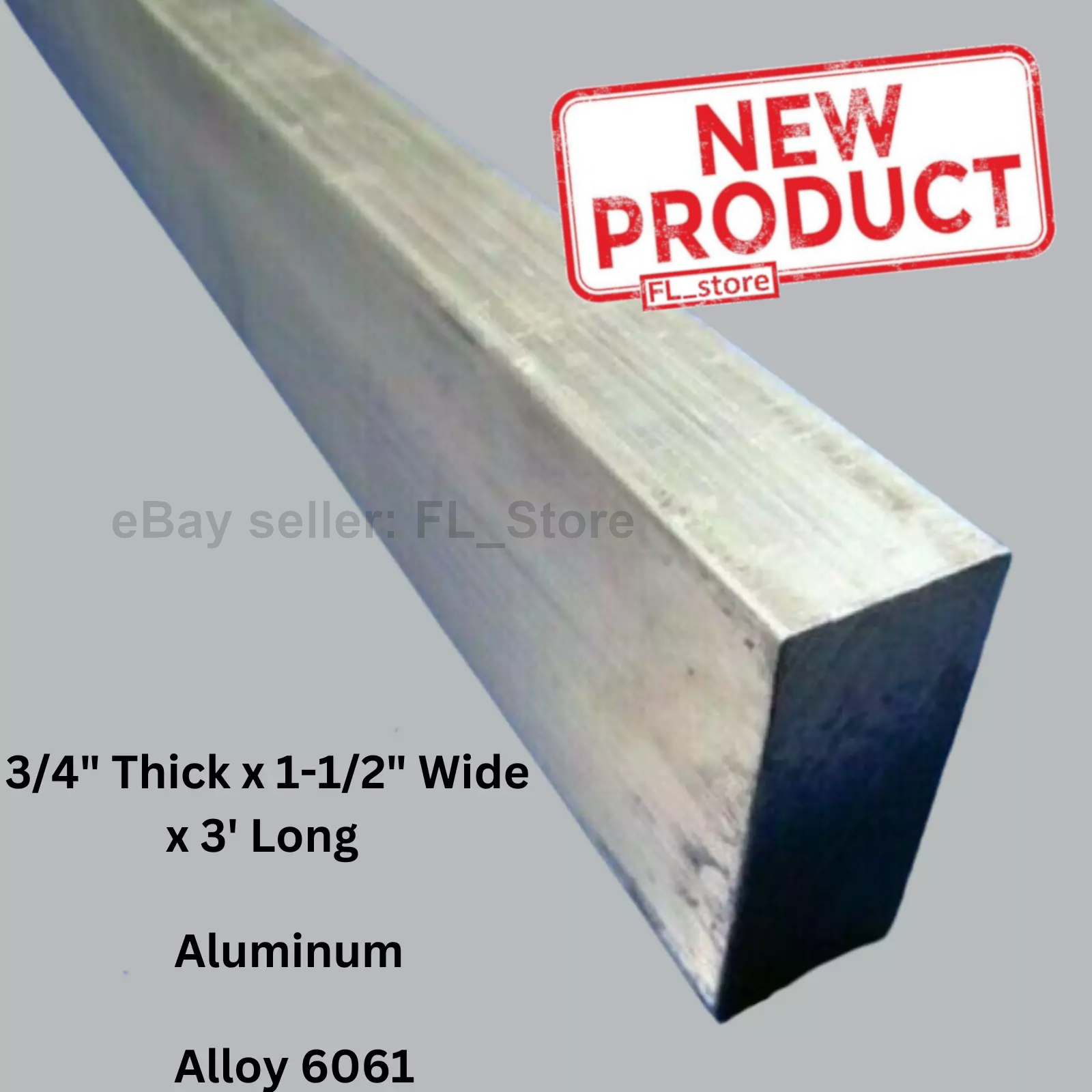 ALUMINUM BAR FLAT STOCK 3/4" Thick x 1-1/2" Wide x 3' Long Unpolished Finish NEW