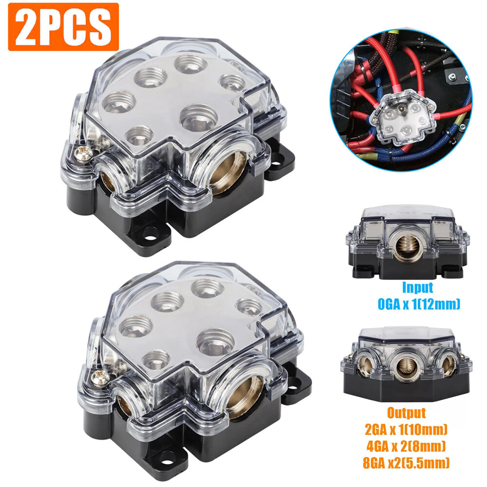 2pcs Simplified Wiring Process Car Audio Distribution Block 0 Gauge Input