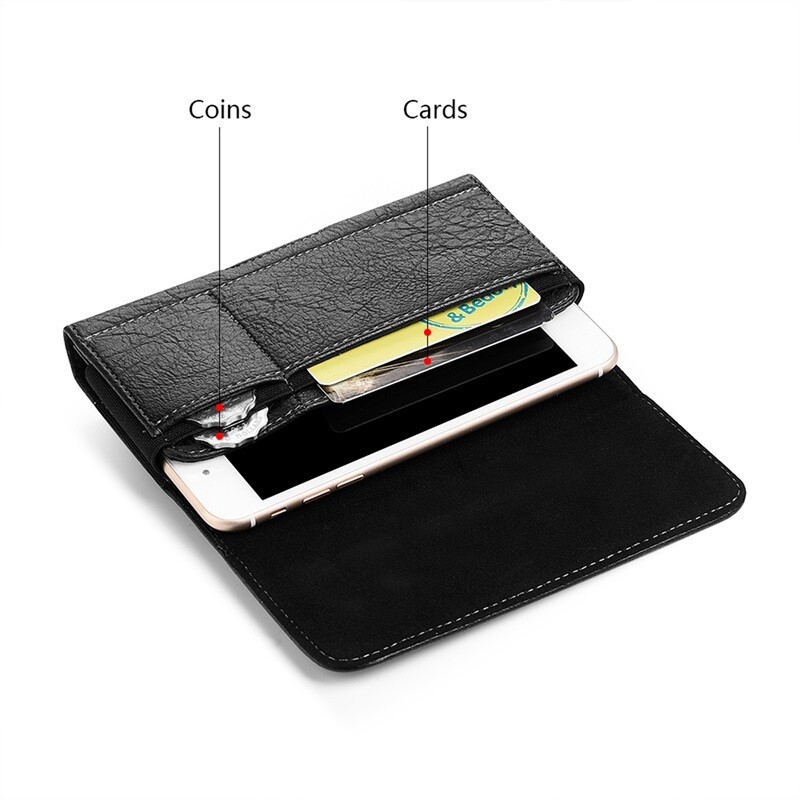 Universal Horizontal Large Leather Pouch Phone Case for iPhone Galaxy Huawei