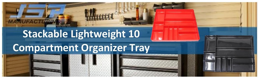JSP Manufacturing Red Stackable Lightweight 10 Compartment Organizer Tray