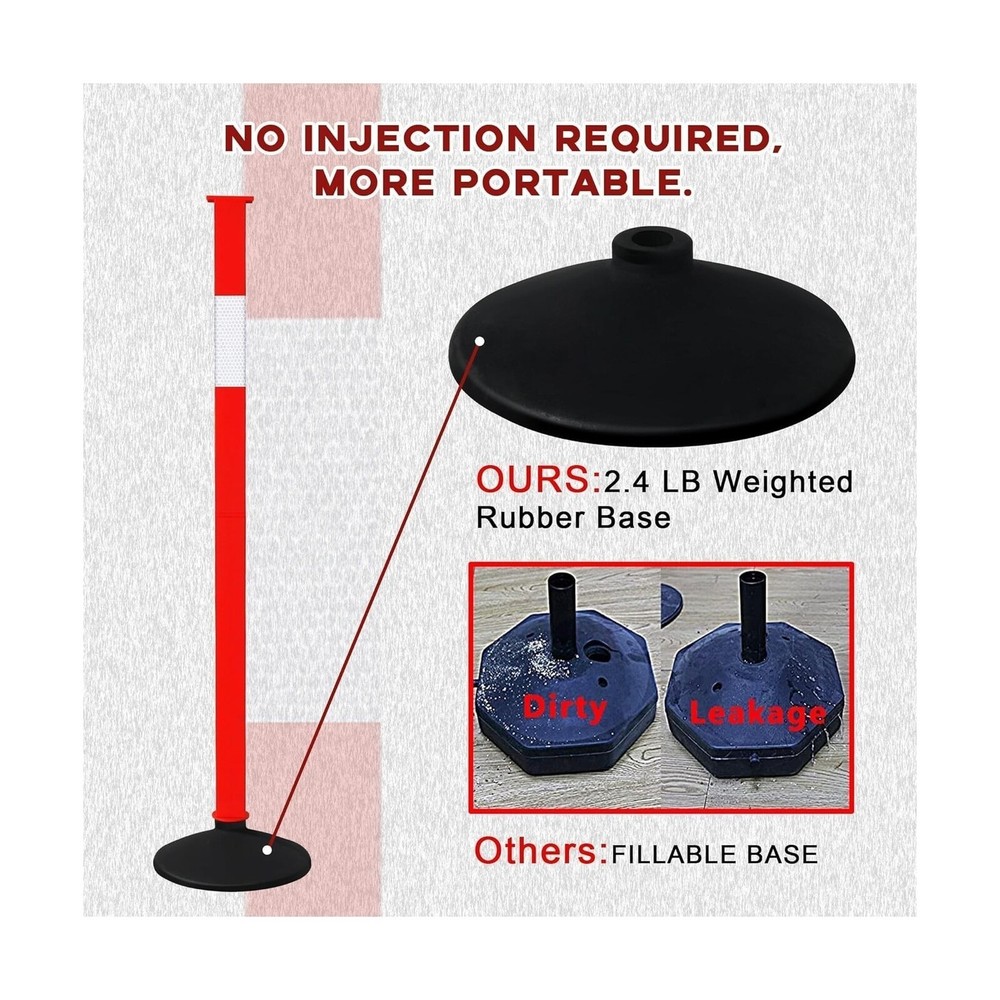 4 Pack Traffic Delineator Post Cones with Weighted Base & Reflective Collars,...