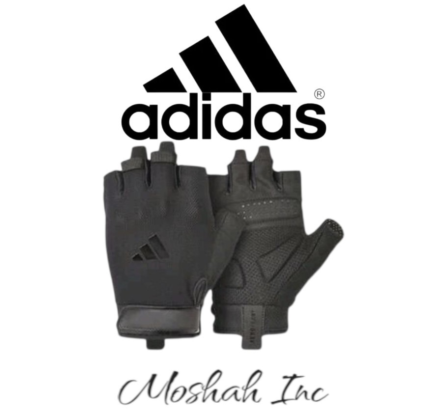 ADIDAS SIZE MEDIUM ESSENTIAL ADJUSTABLE WORKOUT GLOVES,,BLACK/BLACK