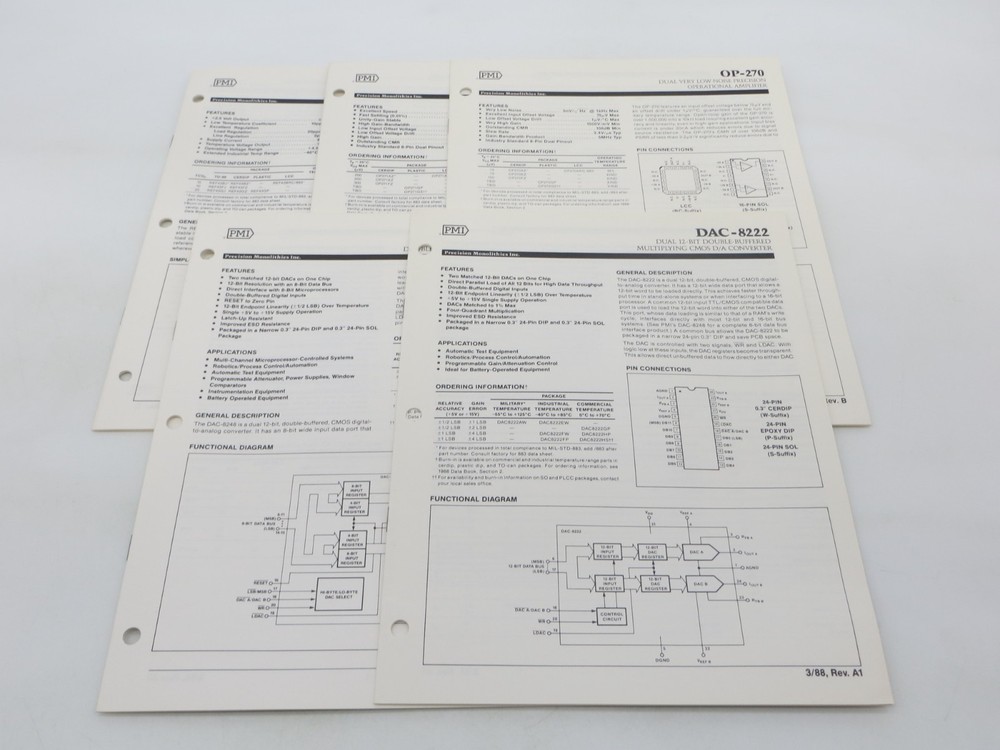 PMI Precision Monolithics Inc. 1988 Data Sheets lot of 5 technology reference