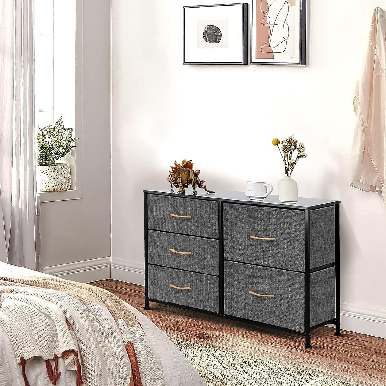 5 Drawer Dresser Storage Organizer Chest Tower Bedroom Living Room Closet