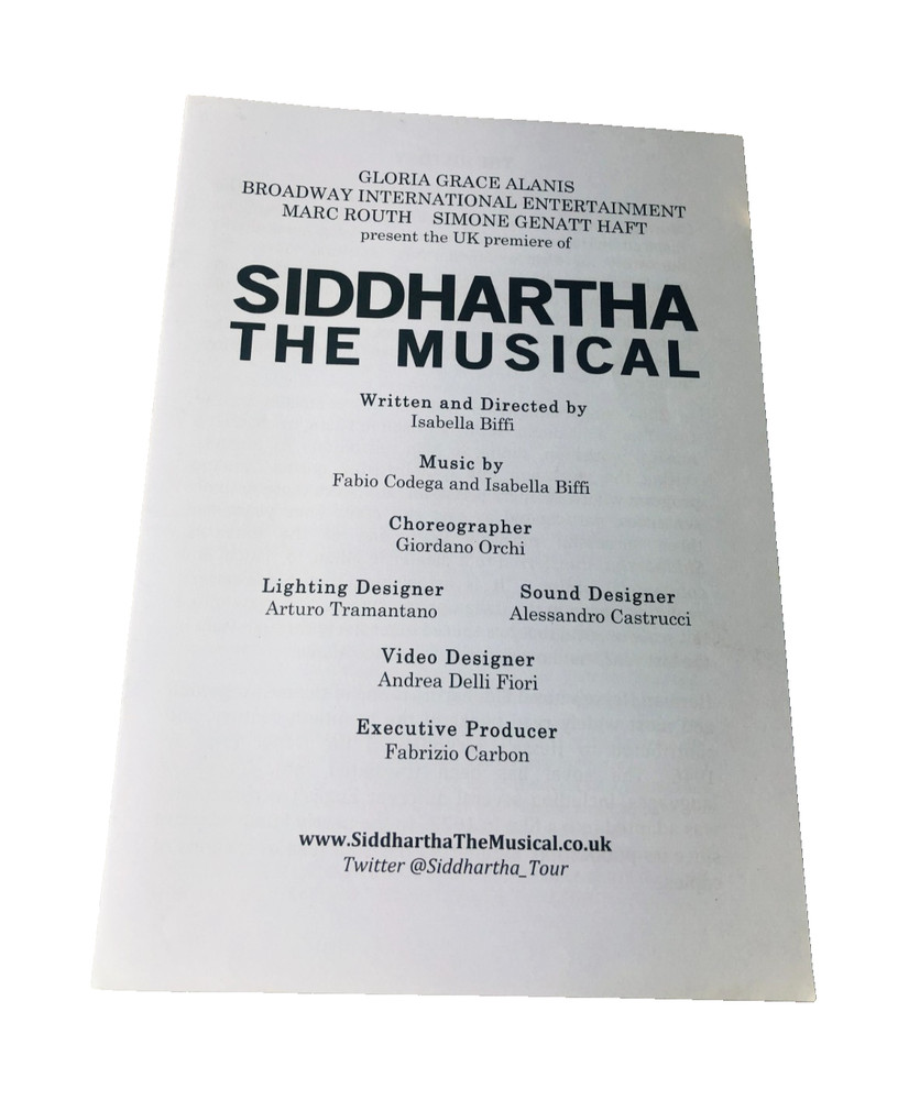 Theatre Programme Siddhartha The Musical Vintage ra