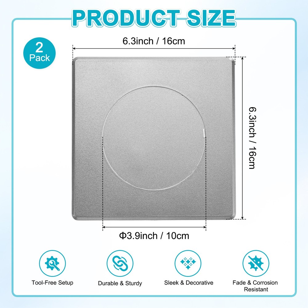 2-Pack Access Panel for Drywall, 4x4" Plastic Removable [Grey, Round]