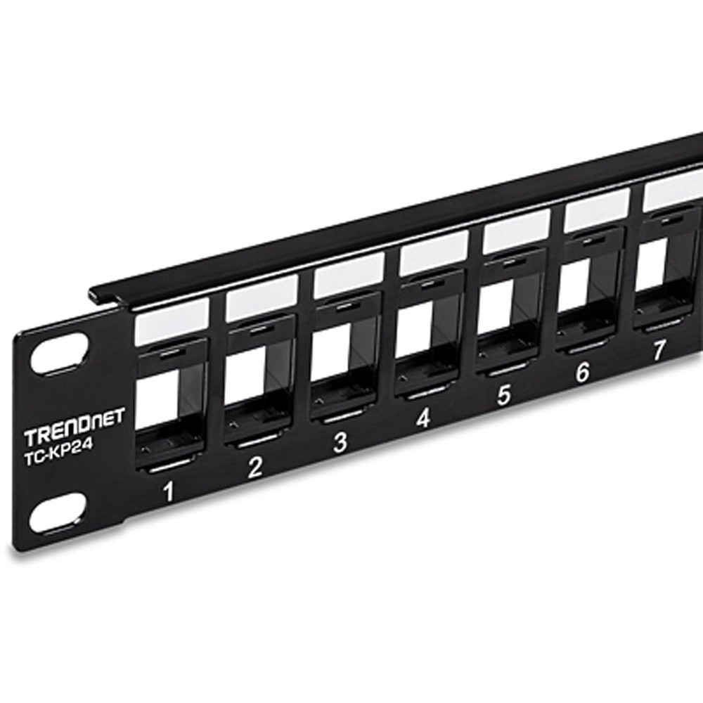 24-Port Blank Keystone Patch Panel for Cat6 Jacks, 1U Rack
