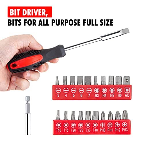 39PCS Tool Set Household Kit with Plastic Toolbox Storage Case Cutting Plier Red